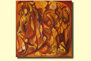 Olieverf op canvas board 50 bij 50 cm