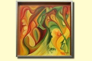 Olieverf op  canvas board 30 bij 30 cm